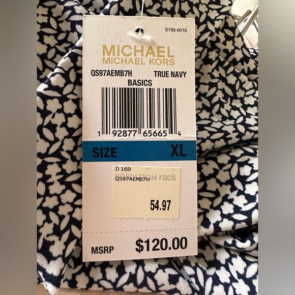 Michael Khors True Navy Basic Skirt mid length ruffle trim - Picture 3 of 4